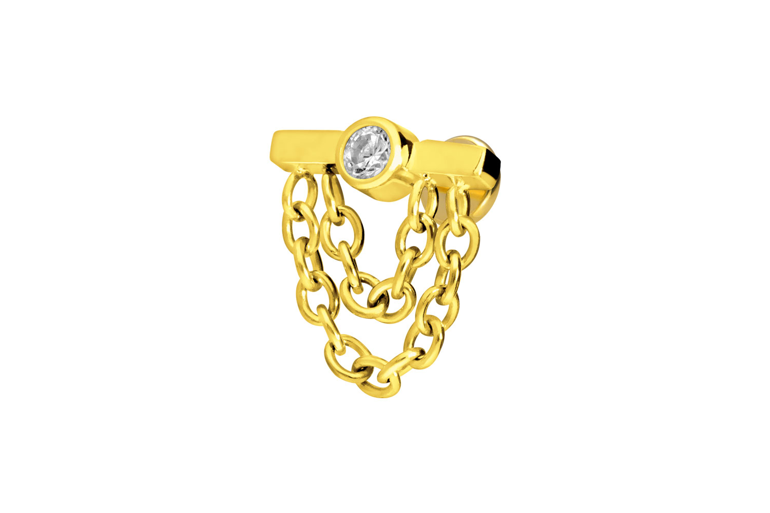 Titan Labret Piercing mit Innengewinde BALKEN + KRISTALL + 2 KETTEN